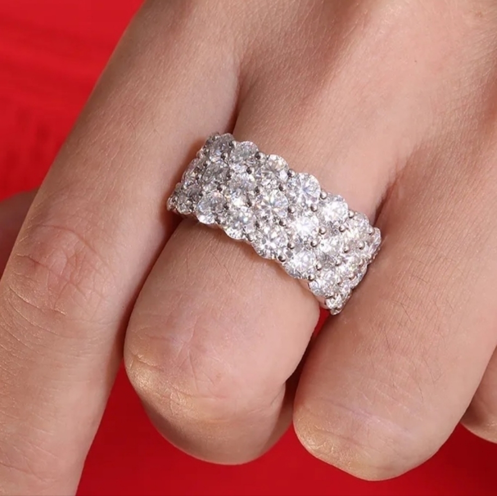 New Certified 2.8 ctw. Brilliant Cut Diamond Moissanite women's ring size 8 - Picture 5 of 13